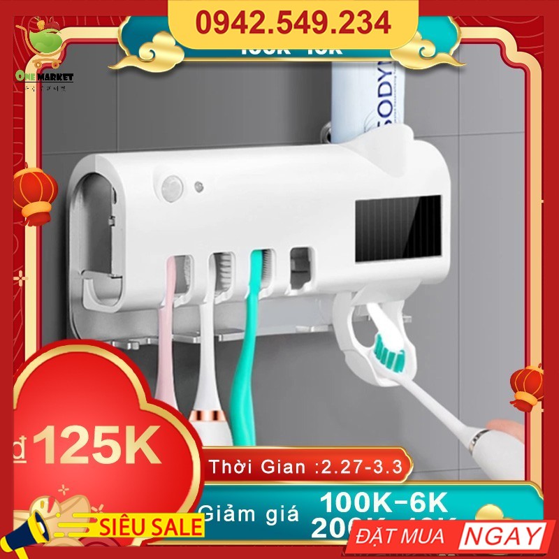 Đa chức năng Năng lượng mặt trời UV Light Giá đỡ bàn chải đánh răng thông minh Máy tiệt trùng và phân phối kem đánh răng