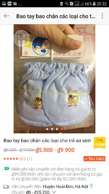 Bao tay bao chân các loại cho trẻ sơ sinh