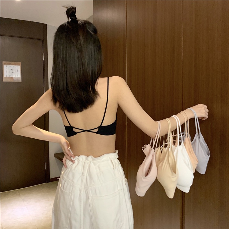 Áo Ống Cổ Chữ V Bằng Lụa Lạnh Không Đường May Phối Ren Có Đệm Ngực Phong Cách Nhật Bản Quyến Rũ Cho Nữ