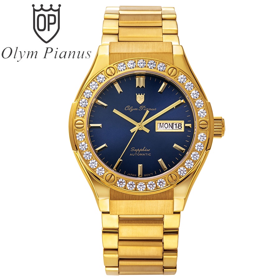 Đồng hồ nam dây kim loại chính hãng Olym Pianus OP990-45 OP990-45ADGK xanh