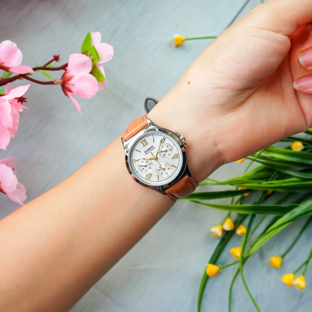 Đồng hồ Casio nữ LTP-V300L-4AUDF dây da chính hãng