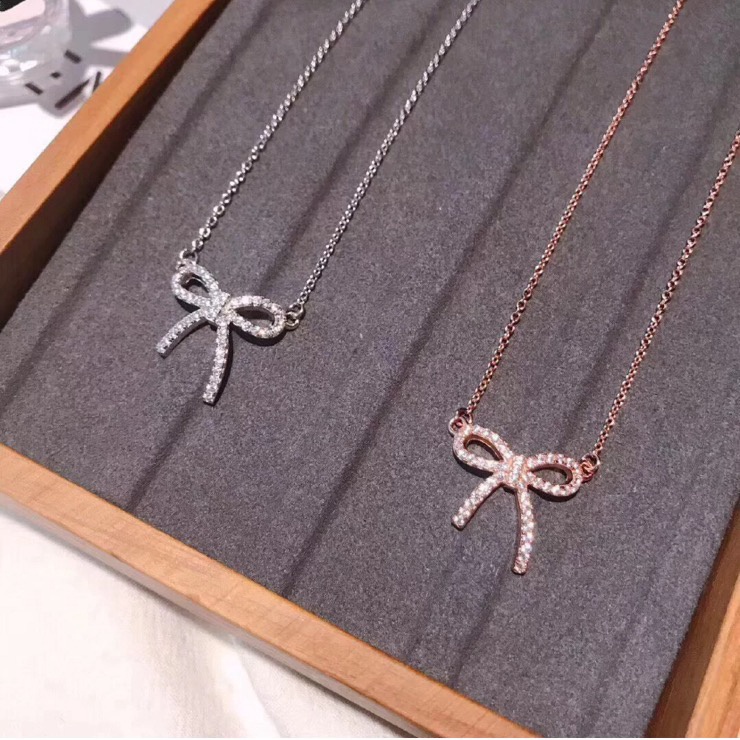 Dây Chuyền Đính Đá Zircon/Vàng Hồng/Bạc Siêu Ngắn Chống Thấm Nước Phong Cách Thời Trang Sang Trọng Cho Nữ