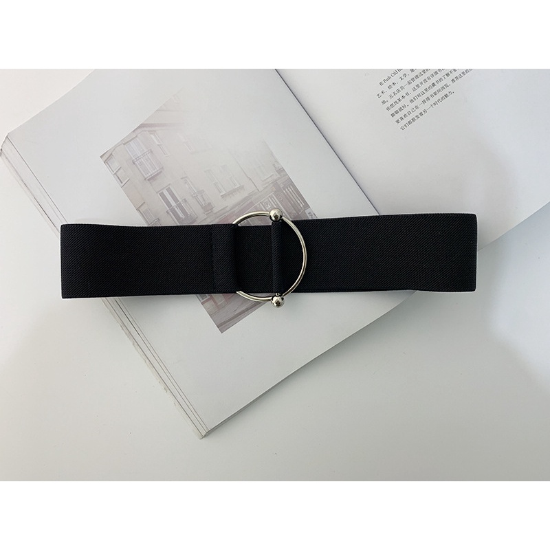 Thắt Lưng Nữ Khóa Tròn Co Giãn Màu Trắng/Đen