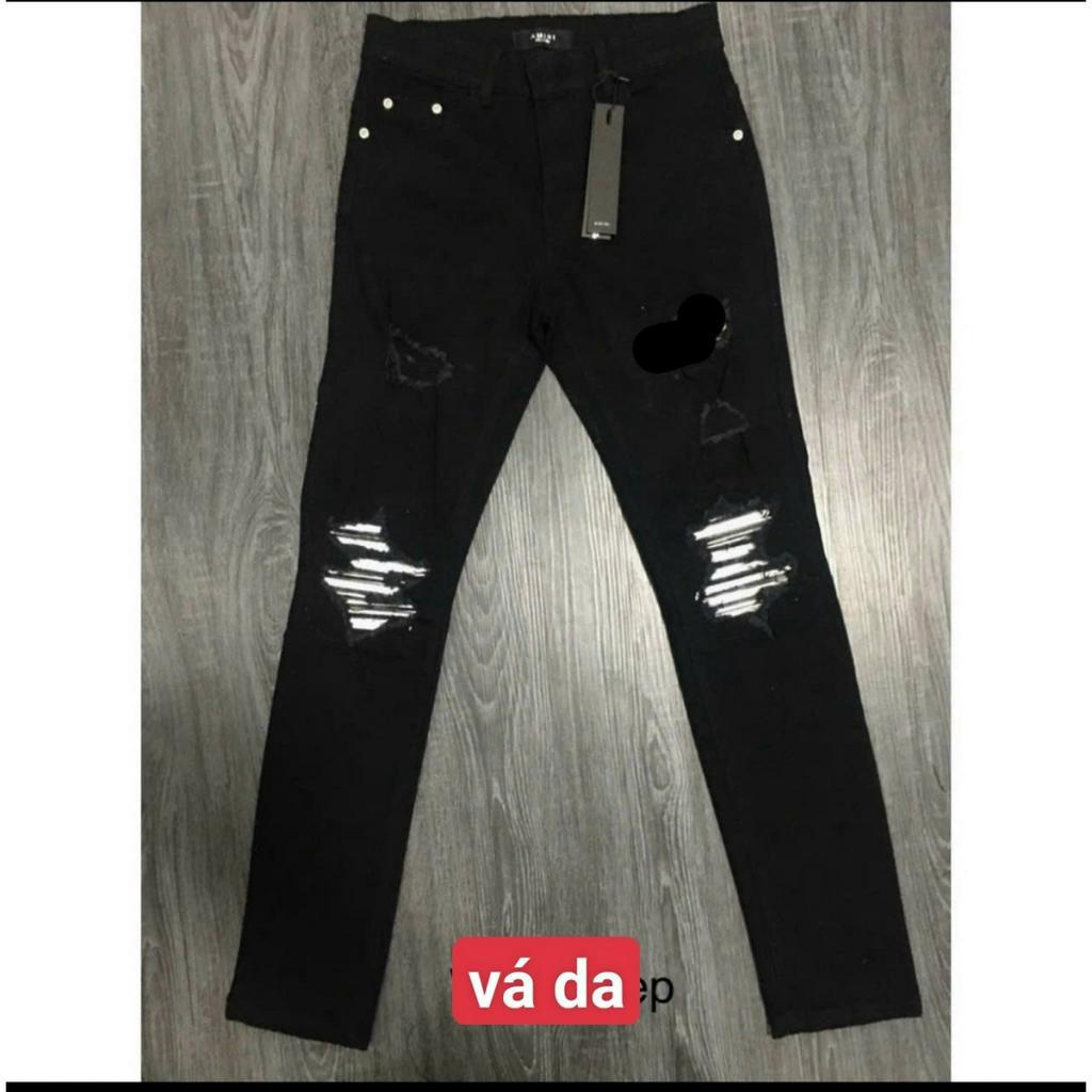 Quần jean nam vá da rách quần boi phố nam