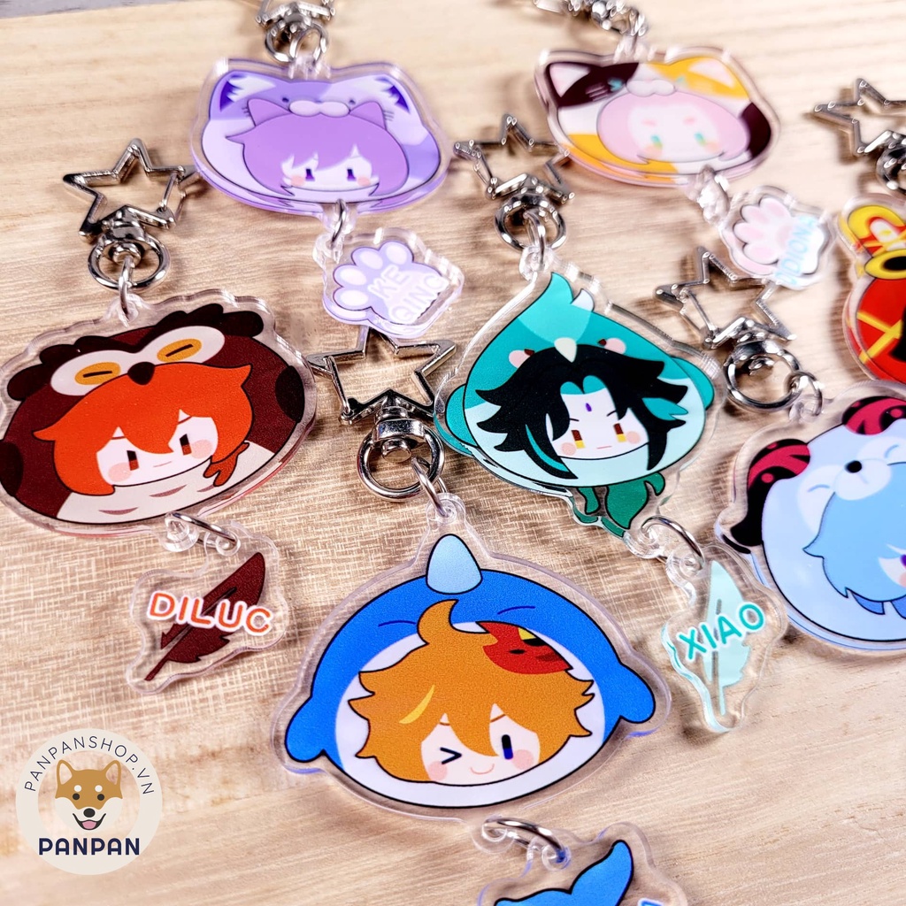 Móc khóa ngôi sao Genshin Impact Mascot + móc mini (6cm) Xiao, Diluc, Diona, Amber, Childe, Keqing, Ganyu