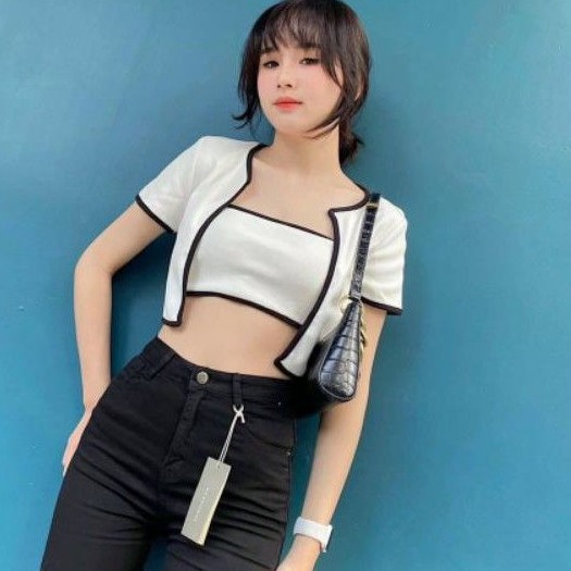 Sét croptop 2in1 phối viền CAO CẤP PUCA 2021