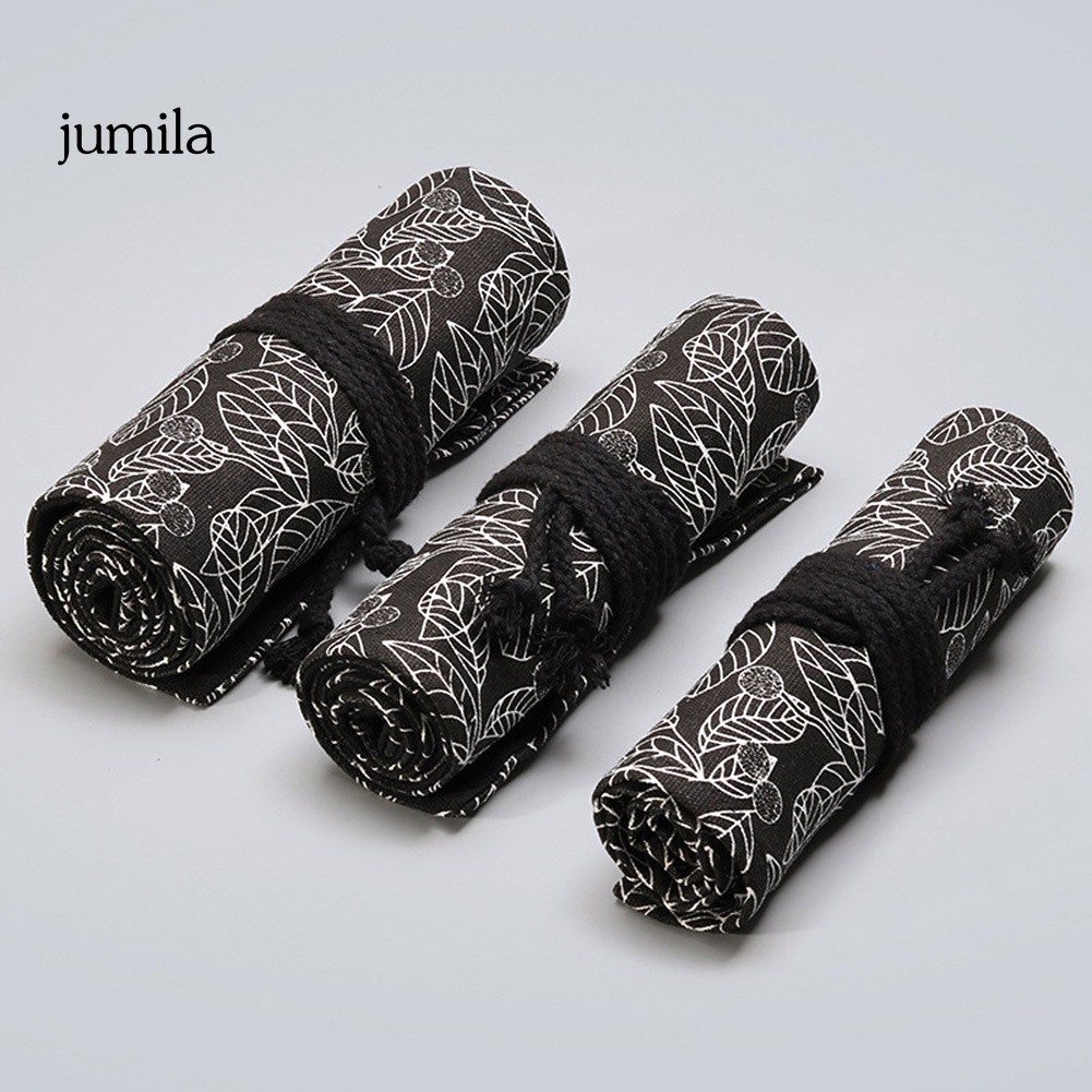 Túi đựng bút dạng cuộn nhiều lỗ sức chứa lớn họa tiết hình chiếc lá độc đáo