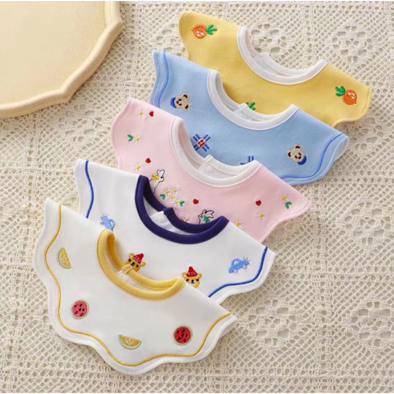 Yếm tròn cotton thêu 360 yếm ăn dặm