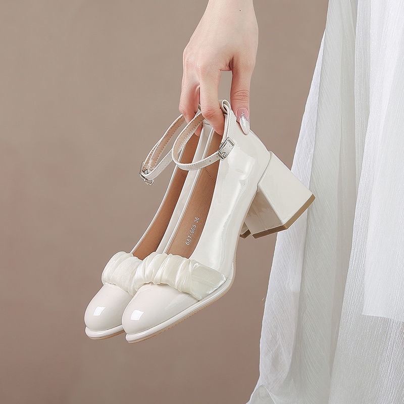 Giày Cao Gót Da Đế Dày Thanh Lịch Hợp Thời Trang Cho Nữ