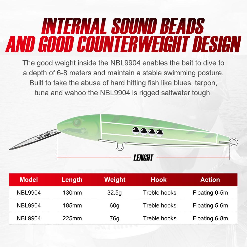Mồi Câu Cá Nhân Tạo 185/225mm 60/76g NBL9904