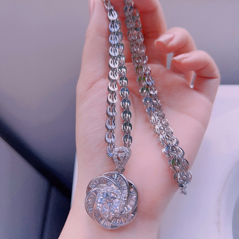 Dây chuyền đuôi phụng kèm mặt xi bạch kim siêu sáng siêu bền Kami