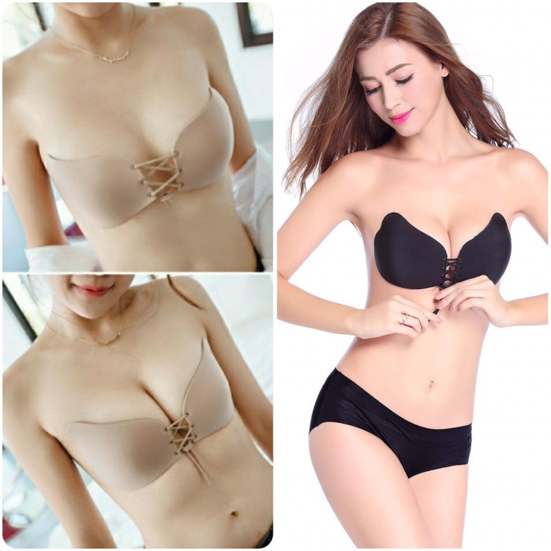 Miếng Dán Ngực, Áo lót nữ, Áo bra dán tạo khe cánh tiên có dây rút sexy - AL DÁN CÁNH TIÊN