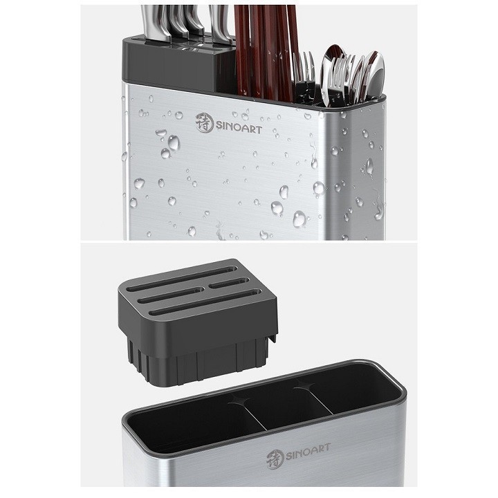 Kệ Đựng Dao Đũa Thìa Inox 304 Chống Rỉ Có Rãnh Thoát Nước Phía Dưới Bảo Quạn Dụng Cụ Nhà Bếp Gọn Gàng Sạch Sẽ