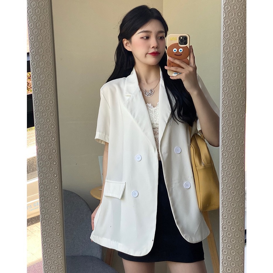 Áo blazer nữ tay ngắn form rộng công sở đẹp bigsize LOKISO AK07