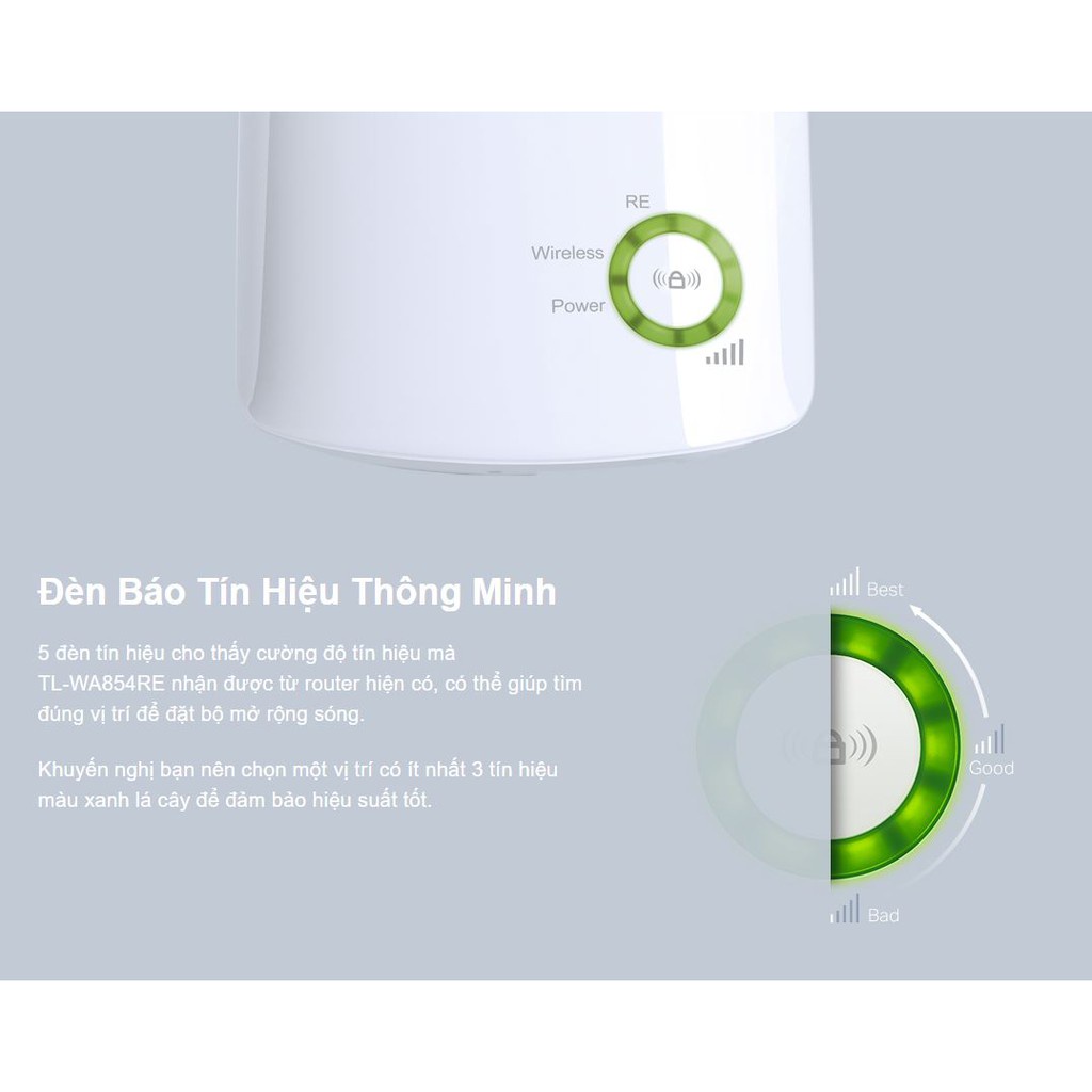 Bộ Kích Sóng 854RE Wifi Repeater Cao cấp TP-Link TL-WA854RE 300Mbps (Bộ mở rộng sóng wifi) - Hàng Chính Hãng