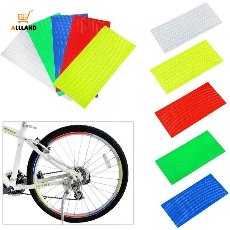 Bộ 8 miếng dán PVC phản quang nhiều màu sắc trang trí vành bánh xe đạp