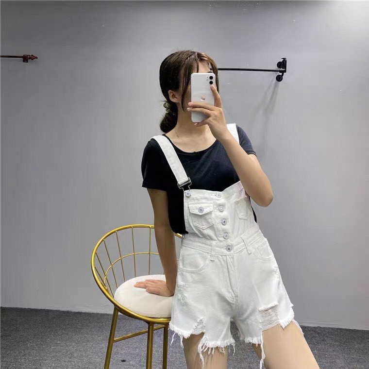 Quần Short Yếm Nữ - Màu Đen - Trắng - Mã J21 | BigBuy360 - bigbuy360.vn