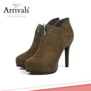 Boots 11cm da lộn, khóa kéo, đế đúp, đính khuyên, ankle boots mã bo100321-2