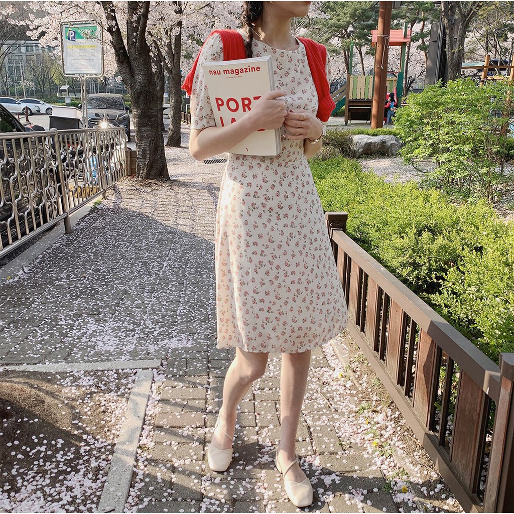 Váy vintage hoa nhí tiểu thư phong cách ulzzang Hàn Quốc V90 - Peyy | BigBuy360 - bigbuy360.vn