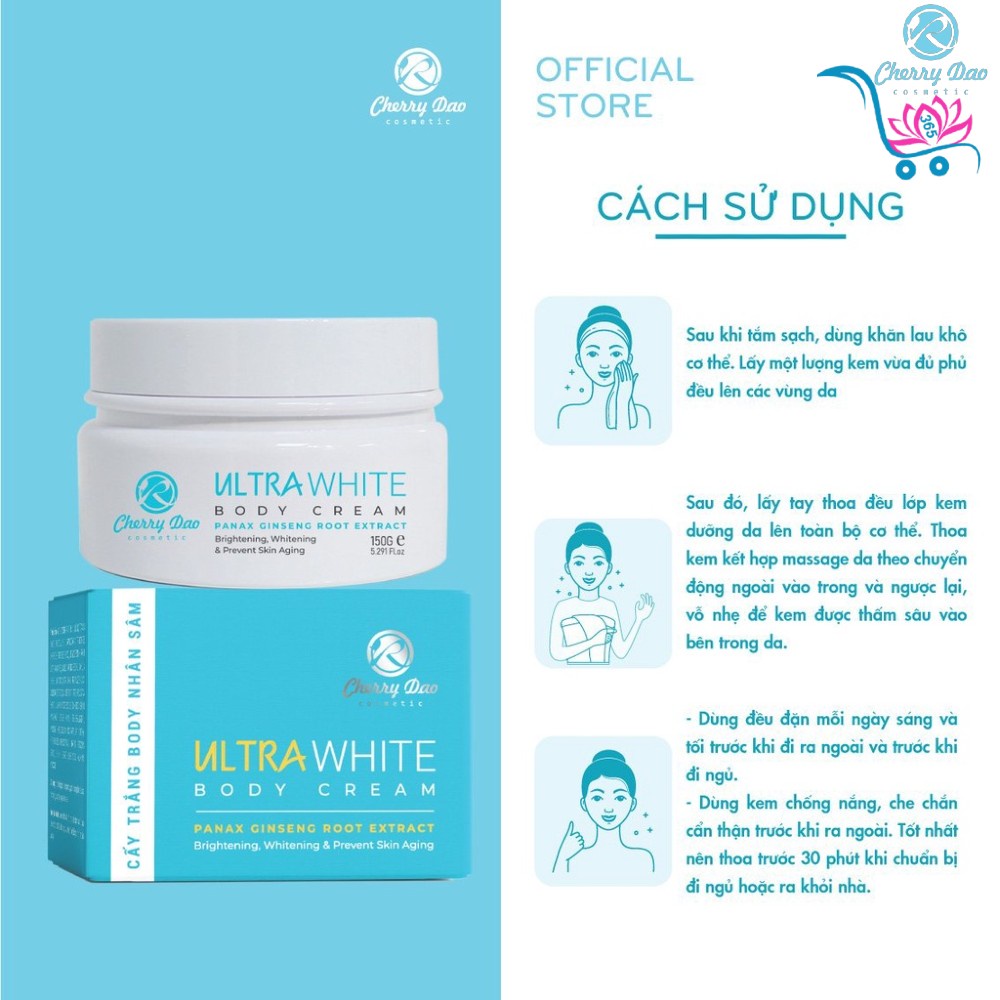Kem Body Ultra White CRD Cherry Đào Dưỡng Trắng Da Toàn Thân Ban Đêm