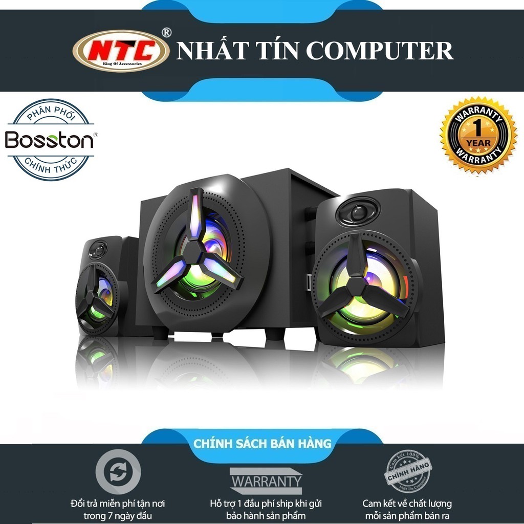 Loa máy tính 2.1 kiêm Bluetooth USB thẻ nhớ Bosston T1750-BT 40W led RGB 7 màu-