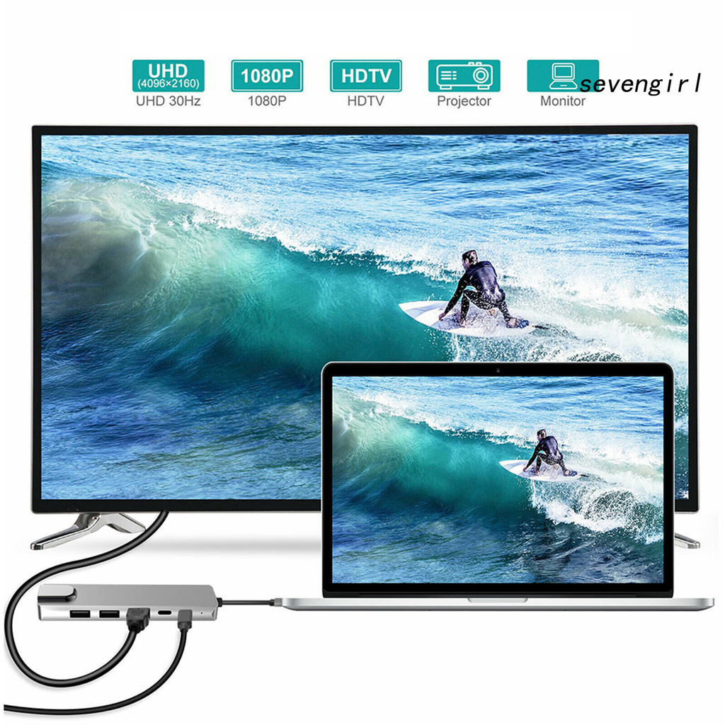 Bộ Chia Cổng Usb 6 Trong 1 Type-C 4k Hdmi-Compatible Rj45 Ethernet Lan Cho Nintendo Switch | BigBuy360 - bigbuy360.vn