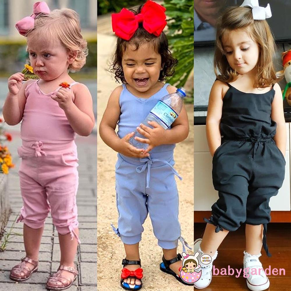 Áo liền quần hai dây màu trơn thời trang hè cho bé gái