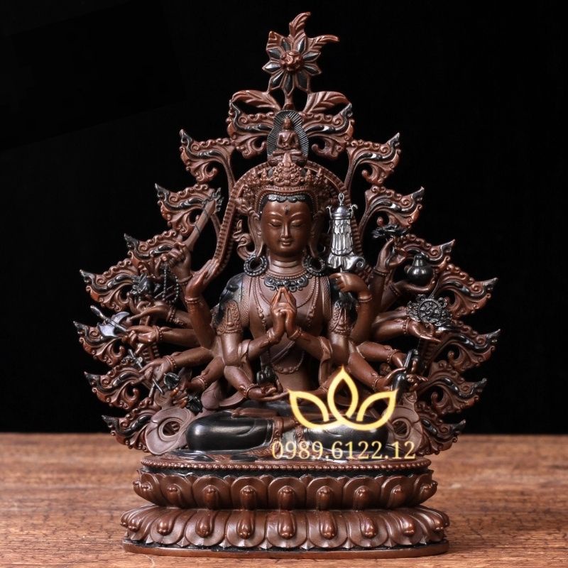 Tượng đồng Bồ Tát Chuẩn Đề cao 27 cm Mật tông Tây Tạng