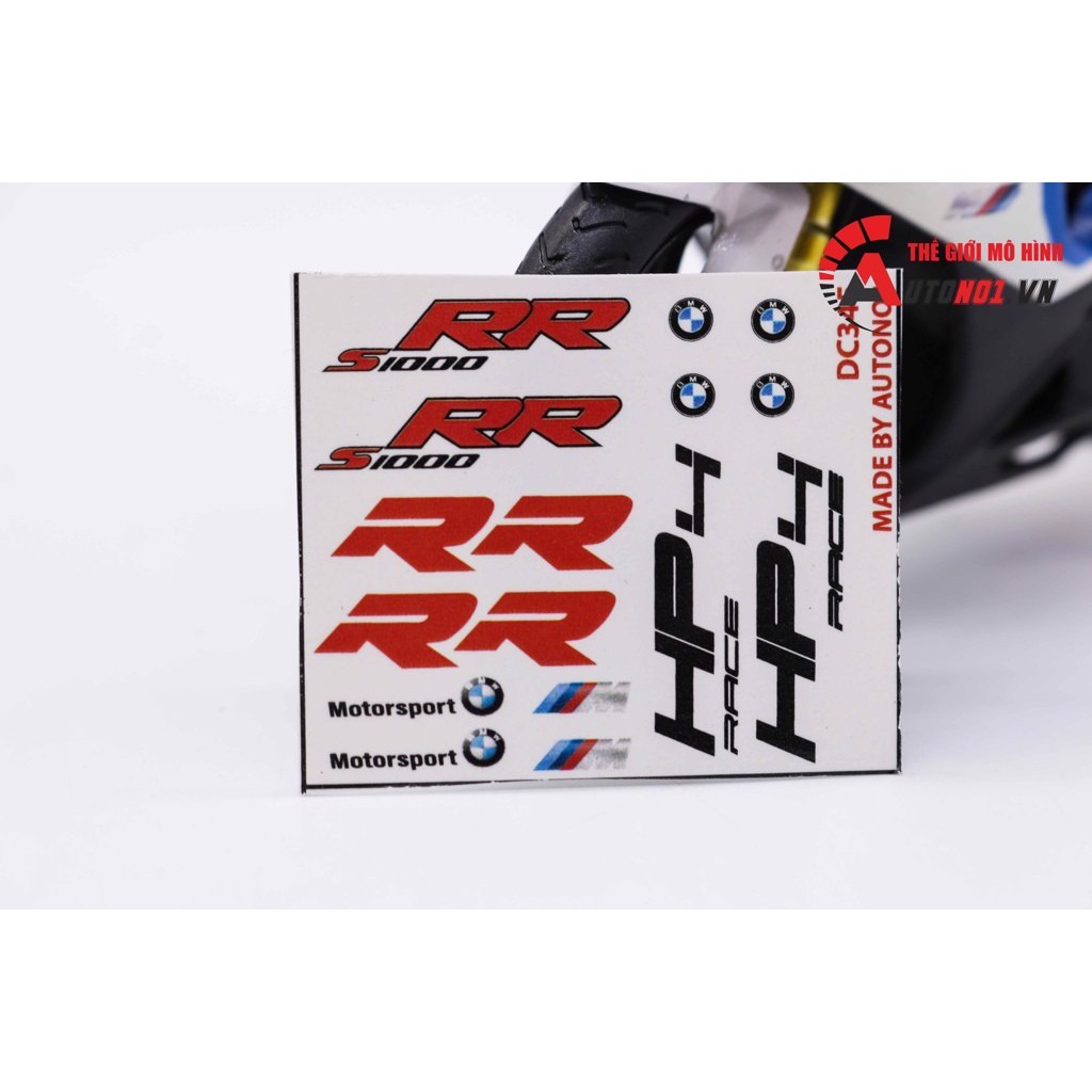 DECAL NƯỚC ĐỘ BMW S1000RR - HP4 TỈ LỆ 1:12 AUTONO1 DC345