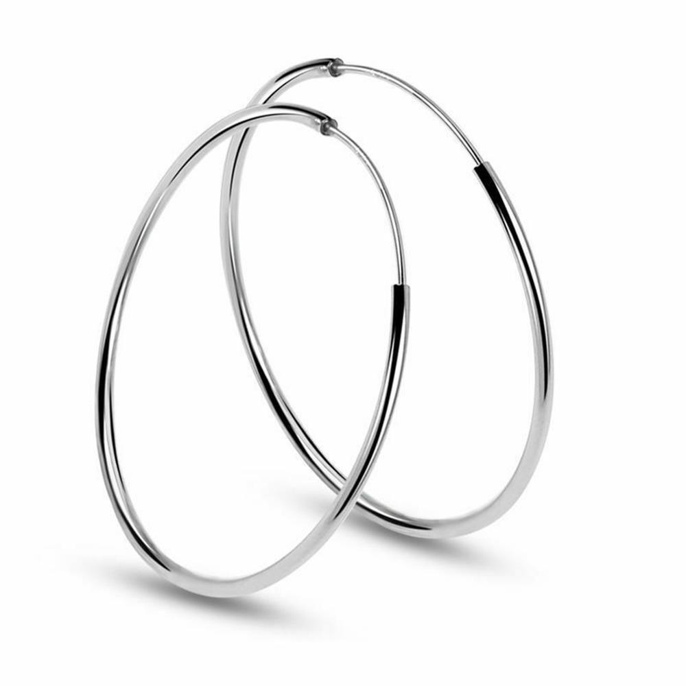 SUSANS Khuyên Tai Dạng Vòng Màu Bạc Trơn Thời Trang Mới