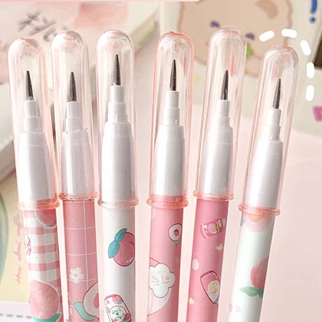 Set 6 Bút Chì Họa Tiết Trái Đào Hoạt Hình Có Thể Thay Thế Cho Học Sinh Tiểu Học