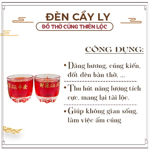 Đèn Cầy Ly Cúng Múi Cao 5cm Cháy Liên Tục 15 Tiếng Đồ Thờ Cúng Thiên Lộc - Cặp 2 Ly