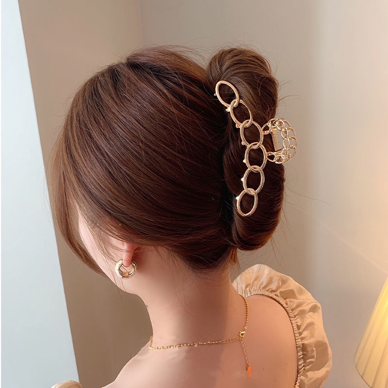 Kẹp Tóc Bằng Kim Loại Đính Ngọc Trai Giả Sau Lưng Phong Cách Hàn Quốc