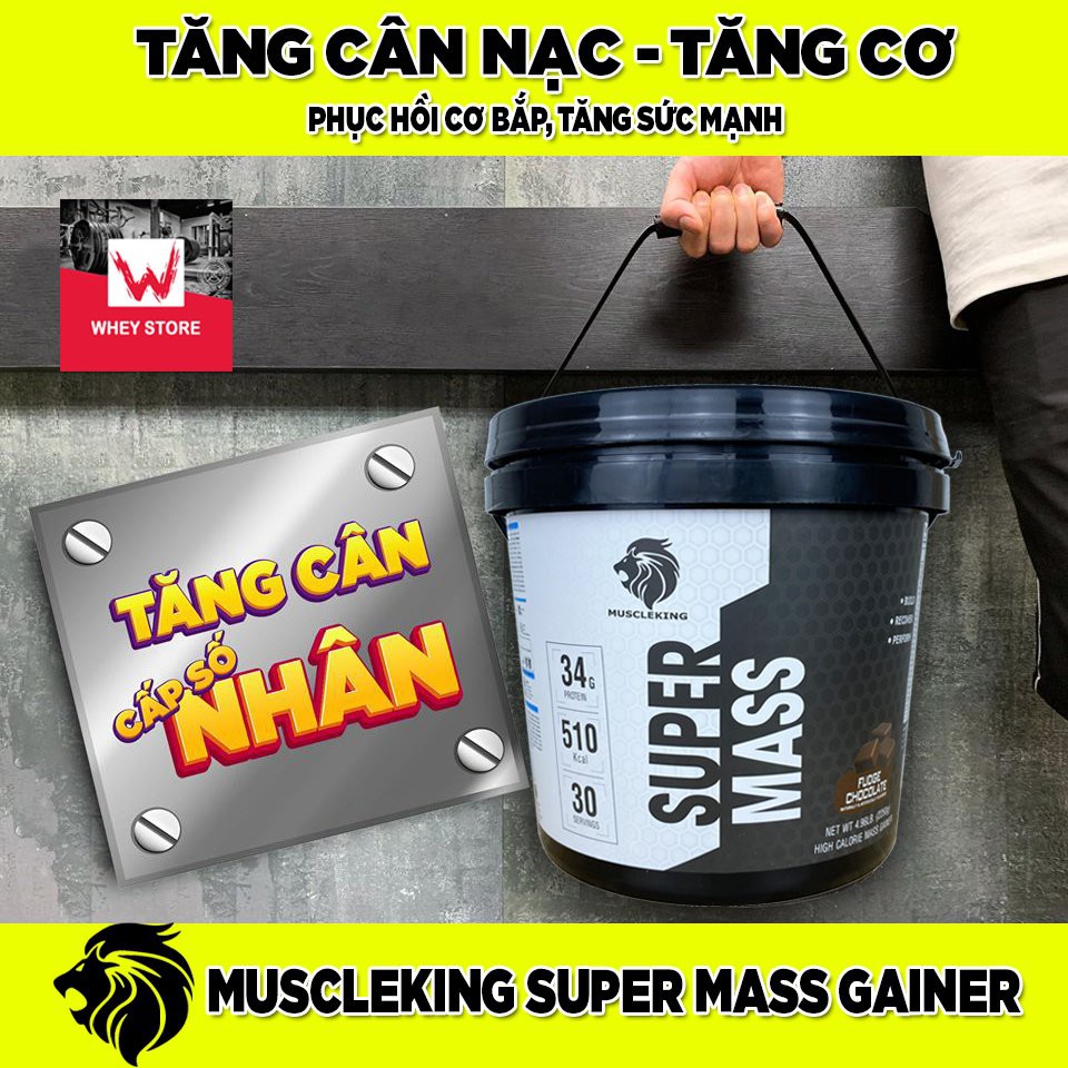 Sữa Tăng Cân Tăng Cơ SUPER MASS 2,25 KG MUSCLE KING  + Tặng Bình Shaker 700ml | BigBuy360 - bigbuy360.vn