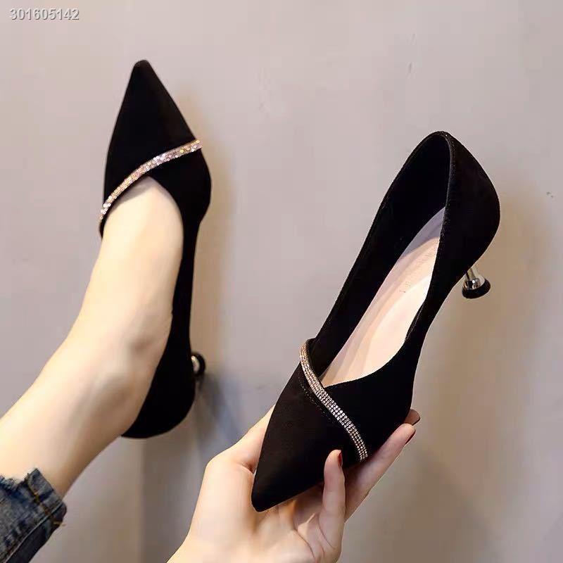 Giày cao gót thấp 3cm phong cách xuân thu 2021 cho nữ