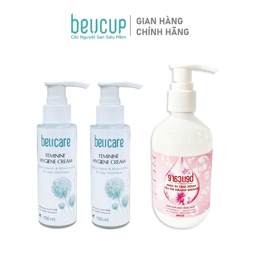 Combo 2 dung dịch vệ sinh phụ nữ và nước giặt đồ lót chuyên dụng BeUcare 200ml
