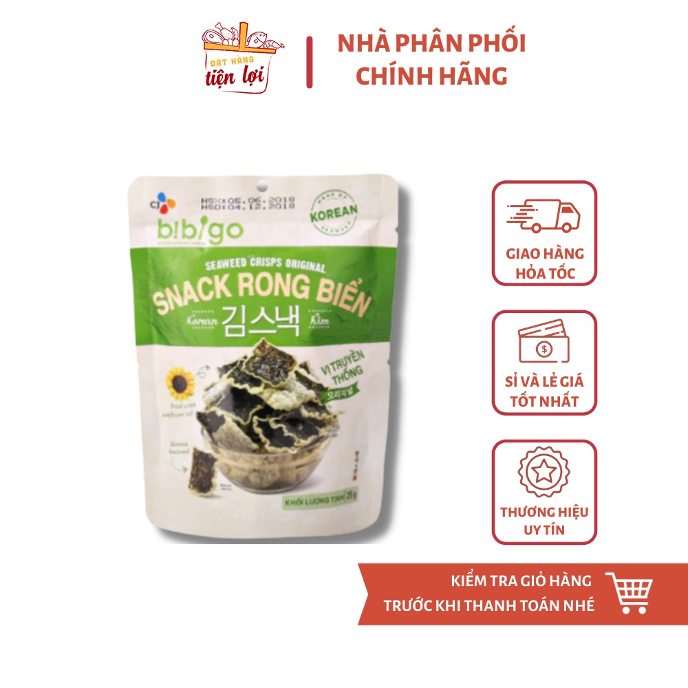 Snack Rong biển Bibigo 25g vị truyền thống/ rong biển/ kim chi/ bắp mập ong