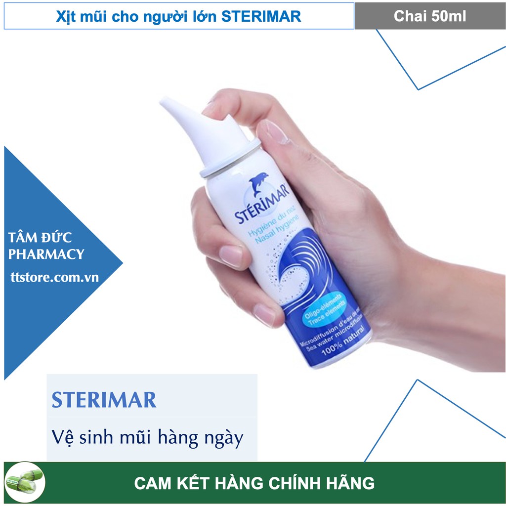 Nước biển xịt mũi STERIMAR [chai 50ml] - Dùng cho trẻ từ 3 tuổi - người lớn (sterima / xịt mũi cá heo)