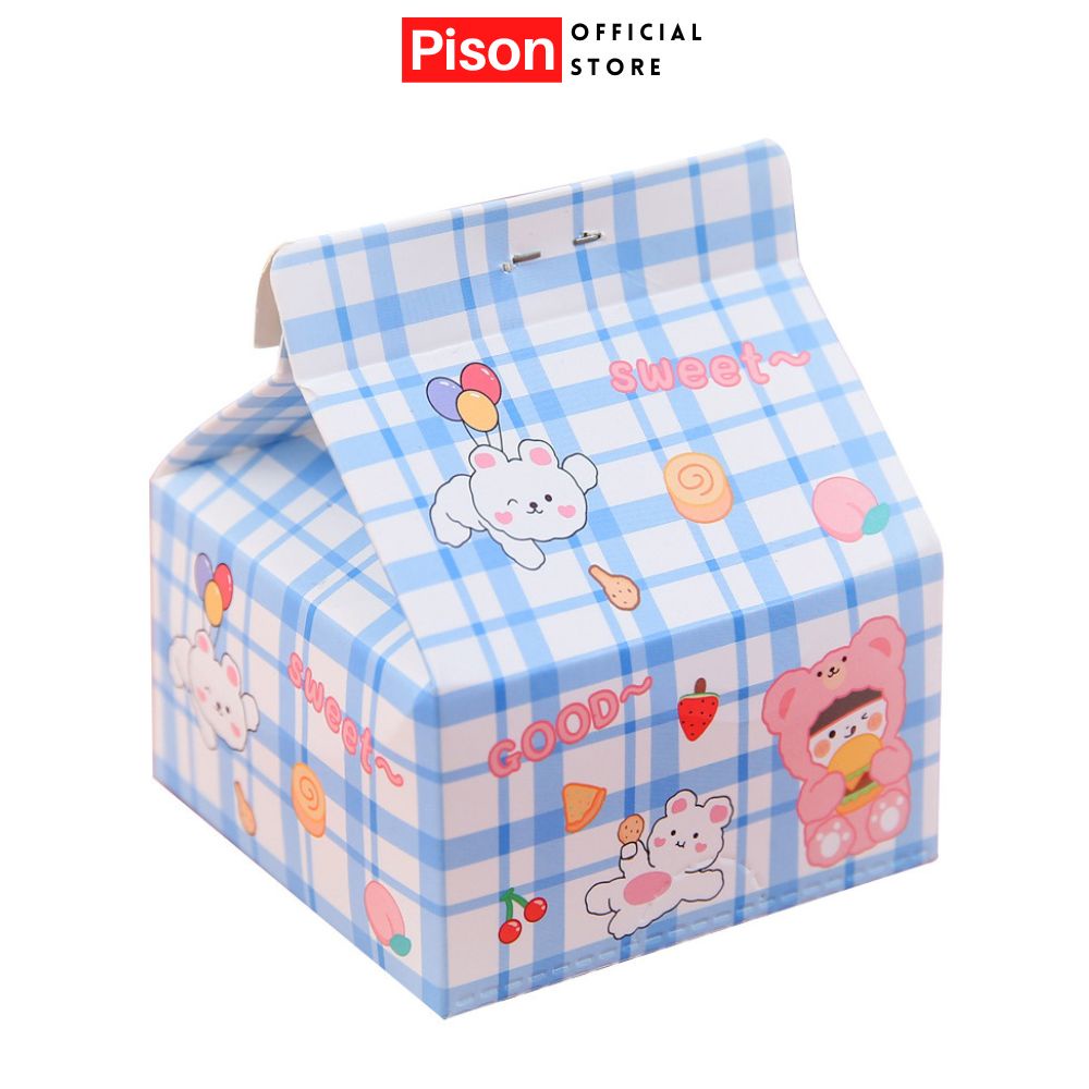 Giấy ghi chú Hình hộp sữa giấy mẫu mới Pison, giấy note 200 tờ 8*8cm - GN070 - 1 tệp