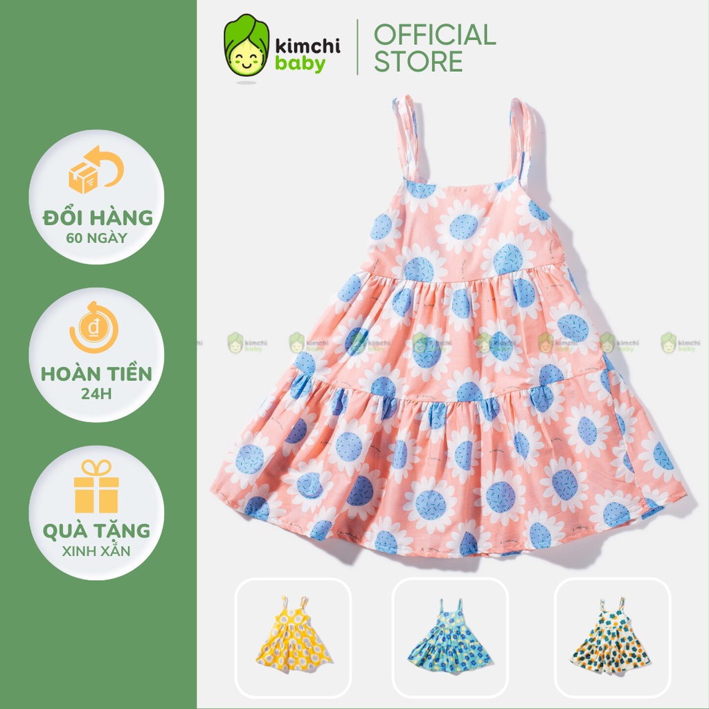 Váy 2 Dây Bé Gái Vải Thô Mềm Hoạ Tiết Hoa Nhí Cực Xinh, Đầm Cho Bé Mặc Đi Chơi, Đi Biển CKV04