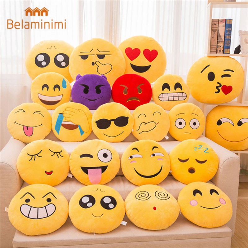 Gối tròn mềm mịn hình biểu tượng cảm xúc 15cm