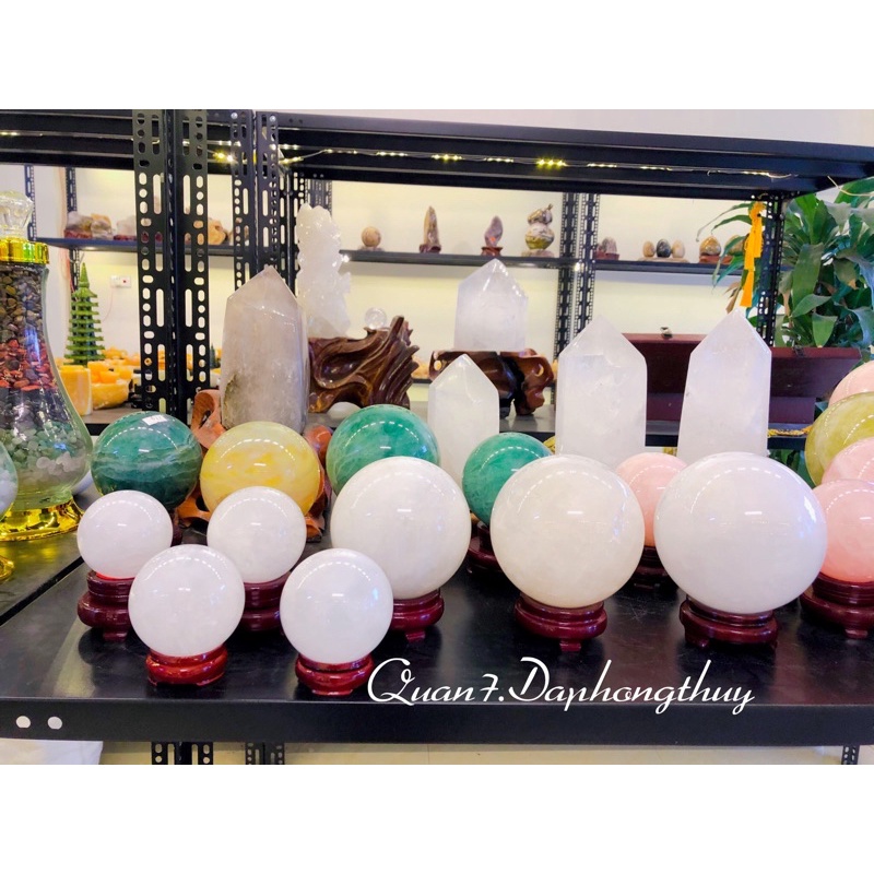 Bi Cầu Màu Trắng Tự Nhiên Phong Thuỷ