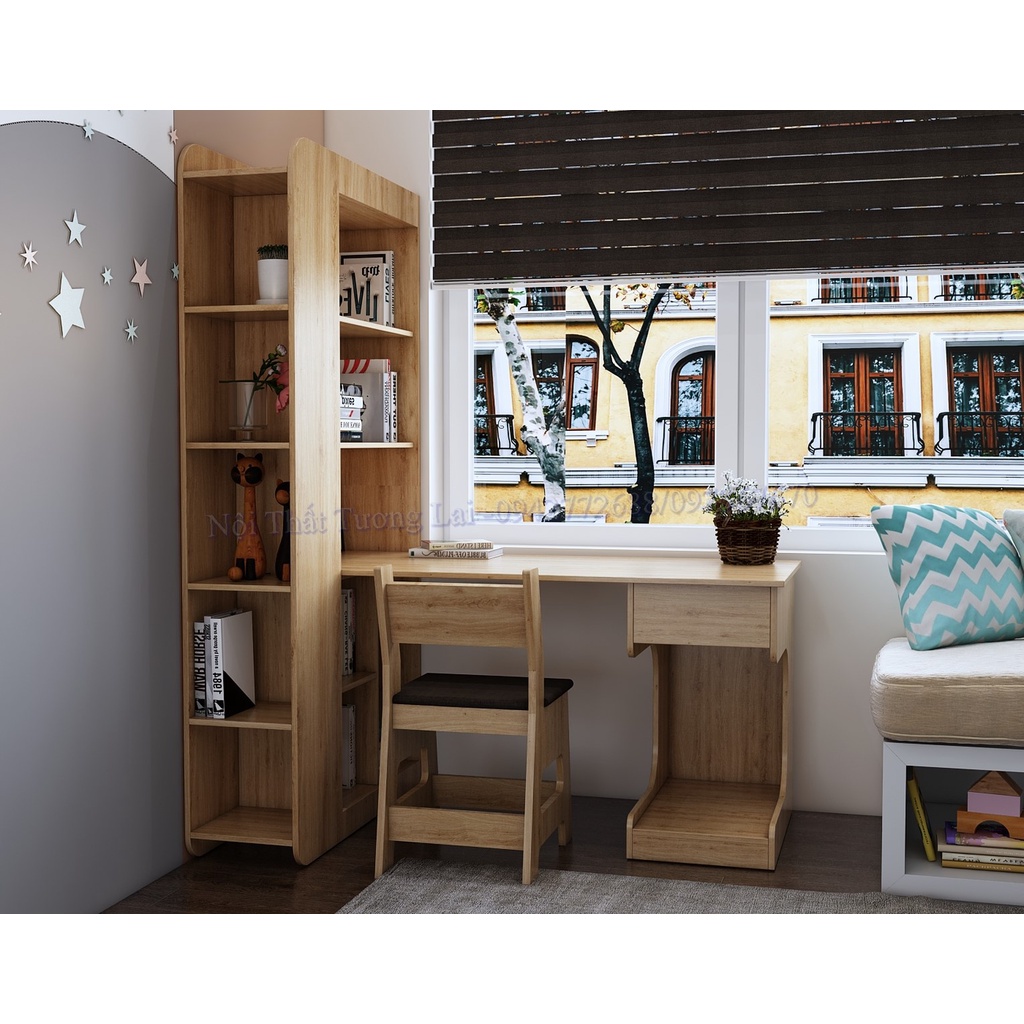 Bàn học kết hợp giá sách BH6818