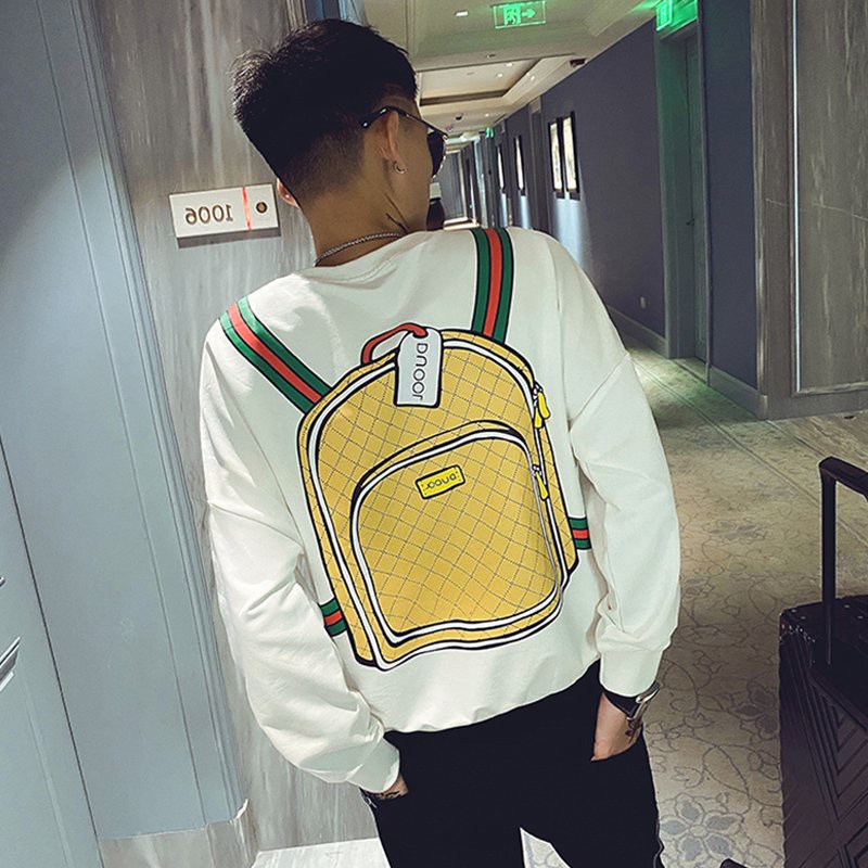 Áo Thu Đông Dài Tay, Áo Thun Nam Cổ Tròn Dài Tay In Hình Ba Lô - Kiểu Dáng Hàn Quốc - TD43 | BigBuy360 - bigbuy360.vn