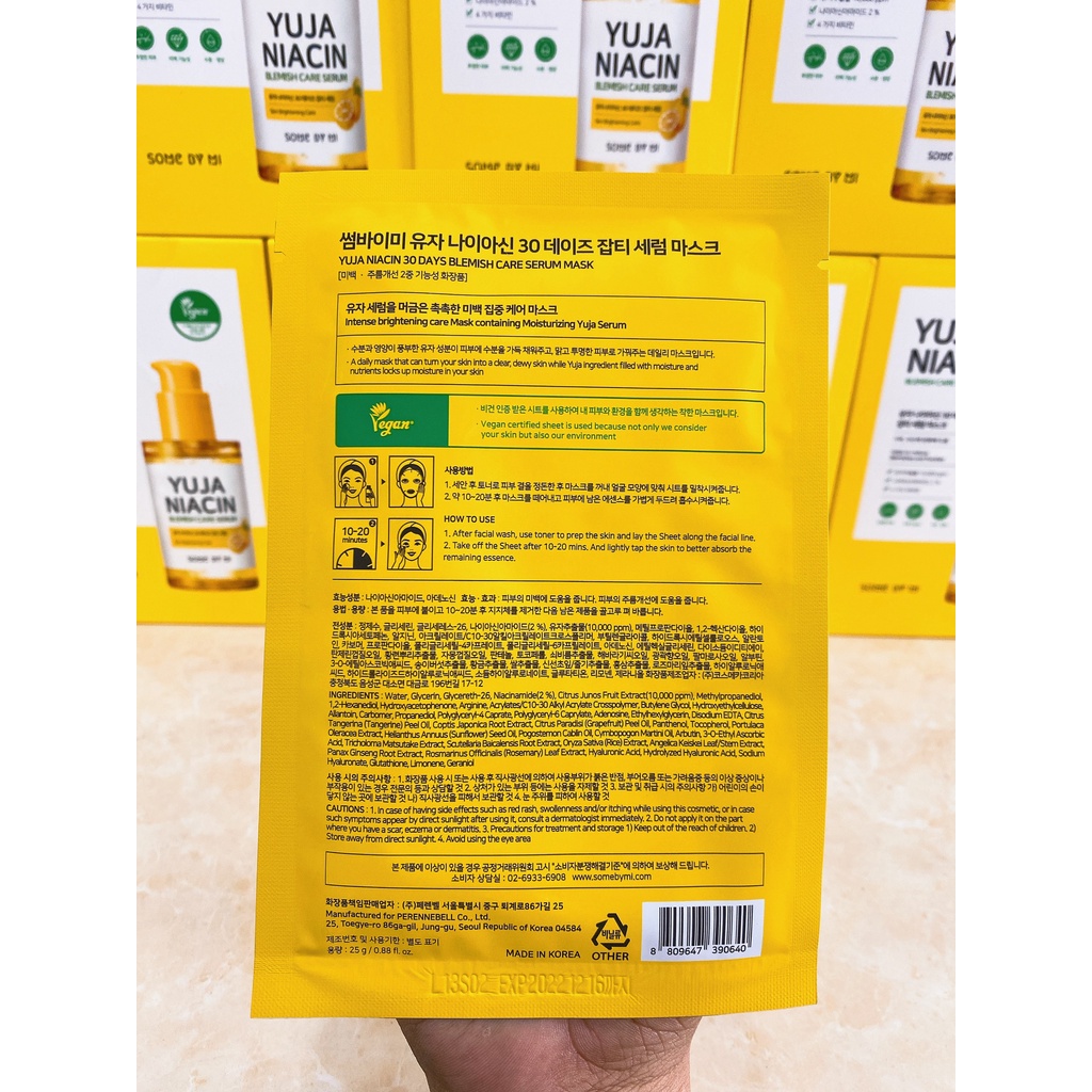Mặt Nạ Giấy Dưỡng Trắng Some By Mi Yuja Niacin Blemish Care Serum Mask 25g