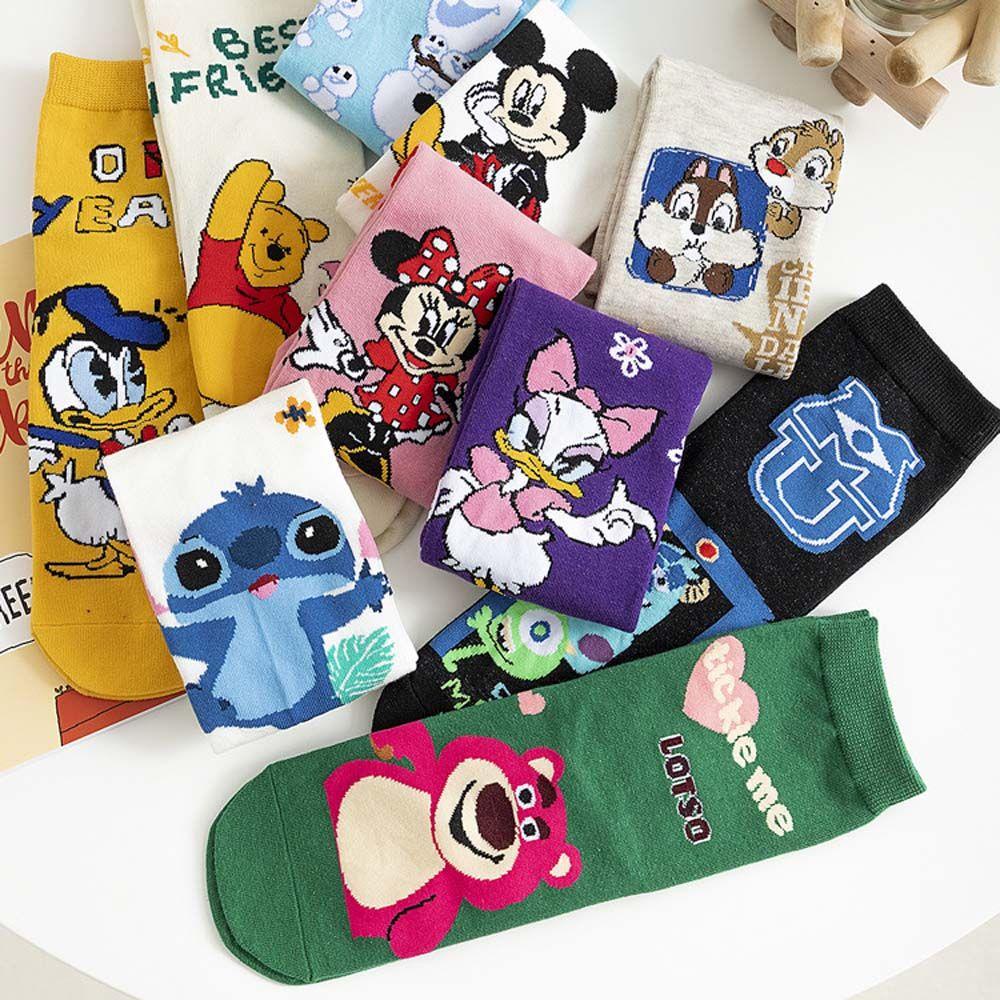 Vớ Cotton Cổ Vừa In Họa Tiết Mickey Minnie Donald Phong Cách Hip Hop Thời Trang Cho Nam Và Nữ