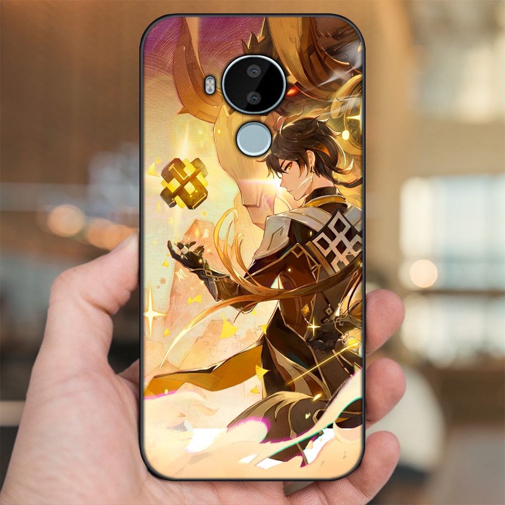 Ốp lưng Nokia C30 viền đen in hình Zhongli Genshin Impact