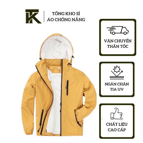 Áo gió lót lông nam, Áo khoác gió lót lông cừu tráng bạc chống nước dành cho cả nam và nữ