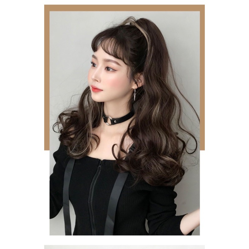 <Kèm Ảnh Thật> Ngoạm xoăn tóc giả line vàng sữa m060
