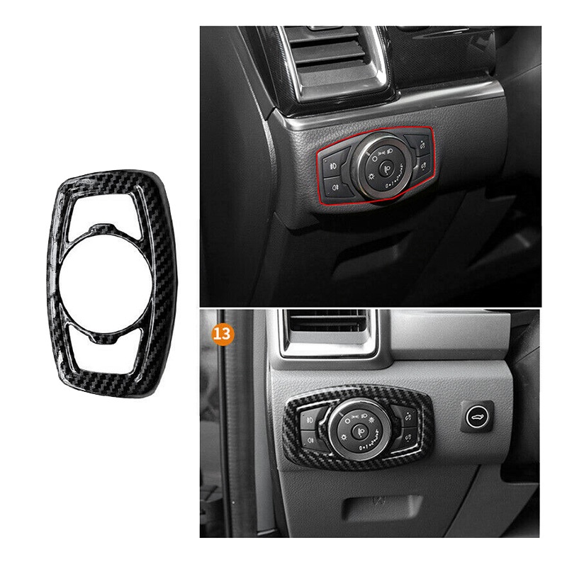 Khung Viền Công Tắc Điều Khiển Đèn Pha Bằng Sợi Carbon Cho Ford Ranger / Everest 2015-2021